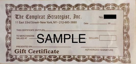 Compleat Strategist Printed Gift Certificate from The Compleat Strategist at The Compleat Strategist