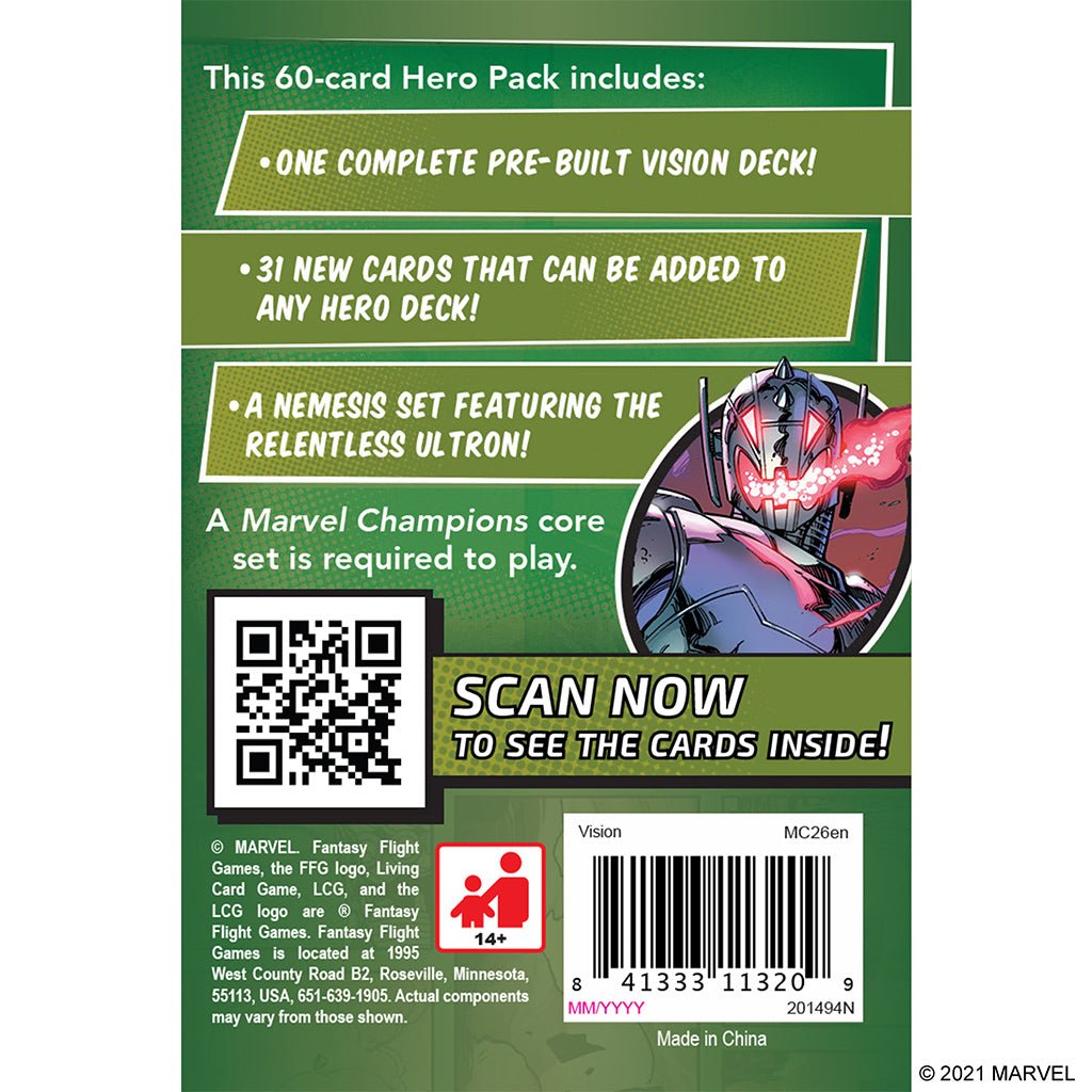 Marvel Champions: Vision Hero Pack from Fantasy Flight Games at The Compleat Strategist