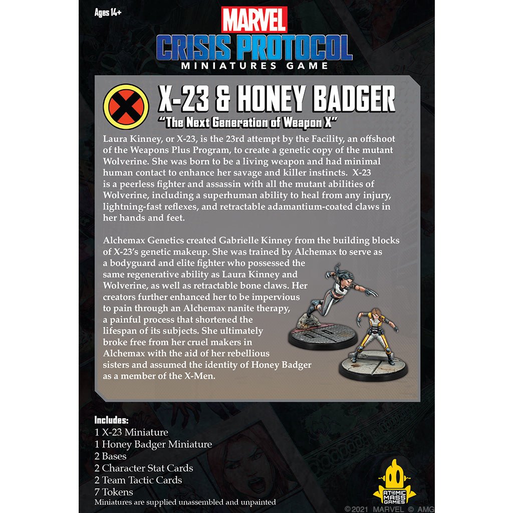 Marvel Crisis Protocol X-23 & Honey Badger Character Back - The Compleat Strategist