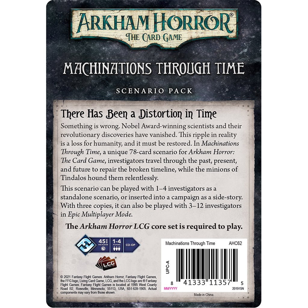 Arkham Horror TCG: Machinations Through Time Scenario Pack from Fantasy Flight Games at The Compleat Strategist