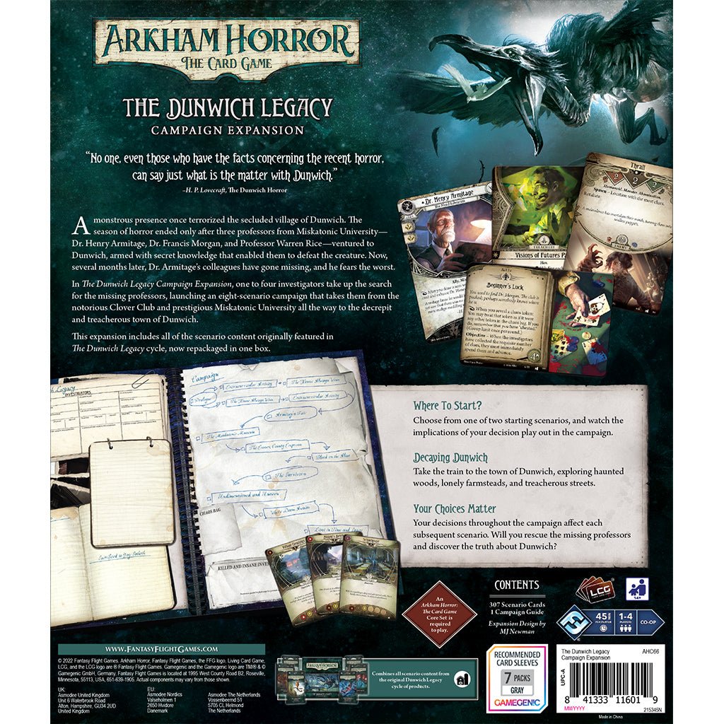 Arkham Horror: The Card Game - The Dunwich Legacy Campaign Expansion from Fantasy Flight Games at The Compleat Strategist