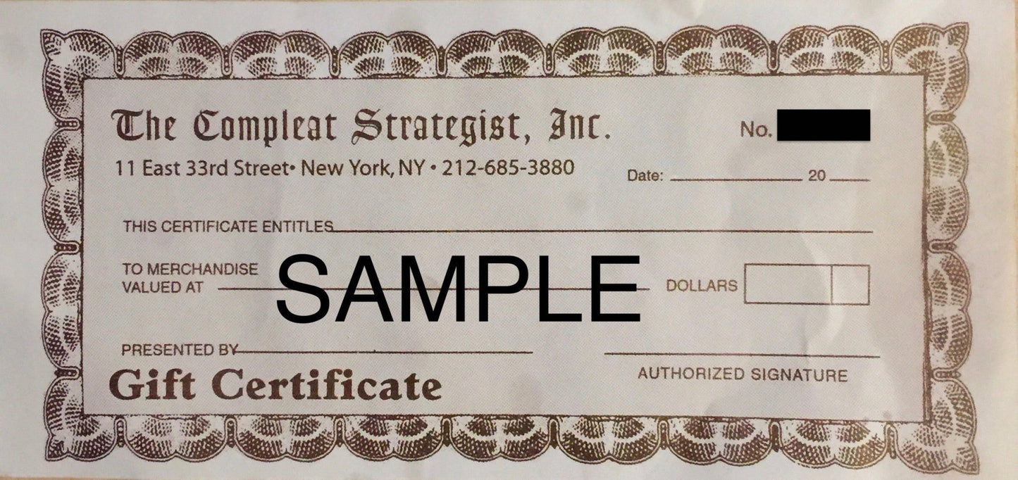 Compleat Strategist Printed Gift Certificate - The Compleat Strategist