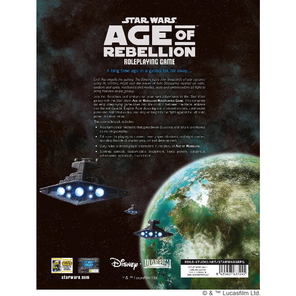 Star Wars - Age of Rebellion: Core Rulebook RPG The Compleat Strategist