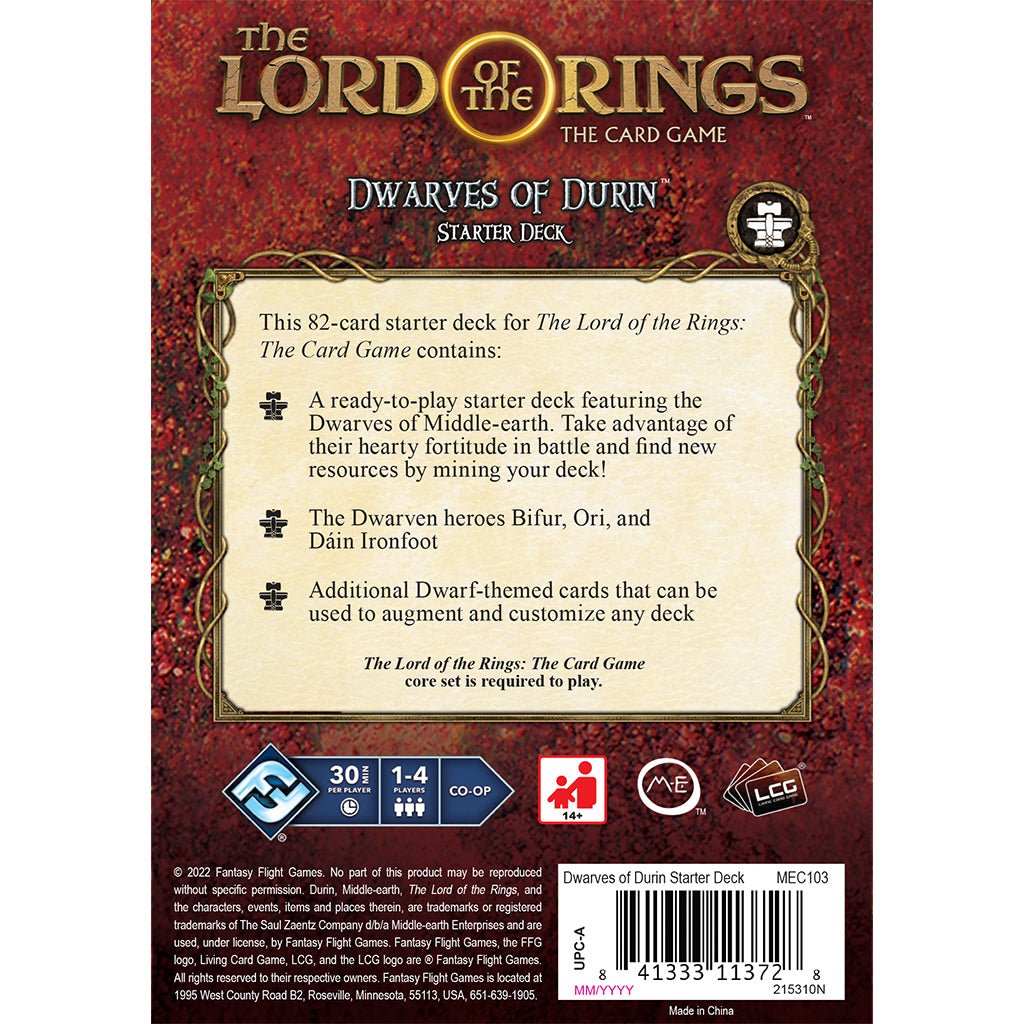 The Lord of the Rings: The Card Game - Dwarves Of Durin Starter Deck - The Compleat Strategist